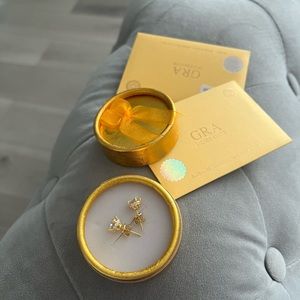 2ct yellow gold plated earrings